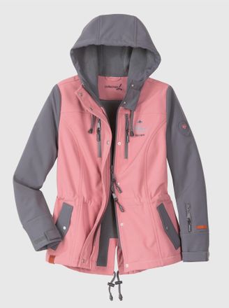 Casual Looks Softshelljacke CASUAL LOOKS, Damen, Gr. 38, grau (rosenholz, anthrazit), 94% Polyester, 6% Elasthan, gemustert, mehrfarbig, unifarben, Jacken Softshel