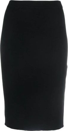 Saint Laurent Fijngebreide Kokerrok - Dames - Midirokken - Zwart - M - Wol - Rokken