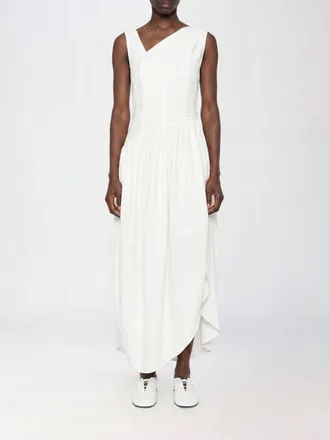 Namacheko Asymmetrical Off-The-Shoulder Midi Dress in Ramie and Viscose