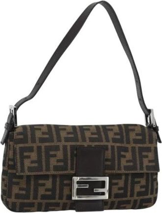 Fendi Pre-owned Vintage Zucca Canvas Shoulder Bag - Dames - Vintage Schoudertas - Bruin - ONE Size - Leer - Vintage