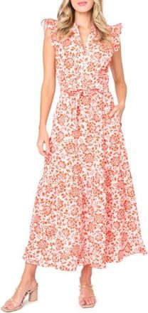 Gibsonlook Ruffle Print Maxi Dress in Blossom Haze at Nordstrom, Size Xx-Large