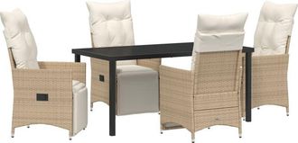 vidaXL Garden Dining Set with Cushion 5 pcs Beige Poly rattan Vidaxl