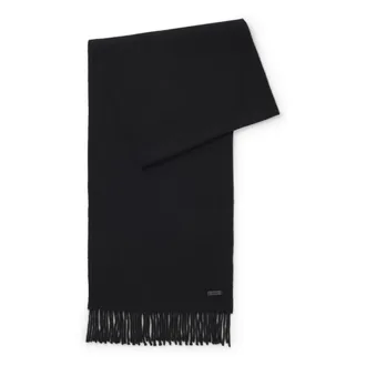 BOSS Italian-made wool scarf with logo patch