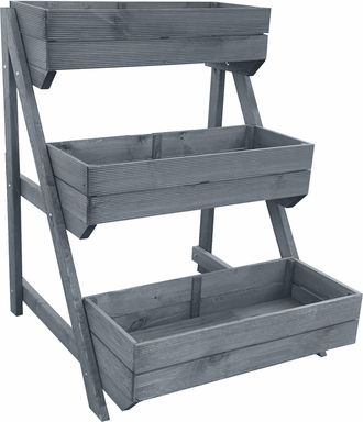 Promadino Pflanzentreppe »Pflanztreppe mit Kästen, grau« BxTxH: 80x84x100 cm