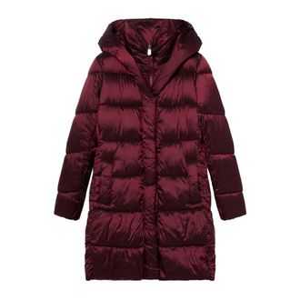 Oltre Jassen, Dames, Rood, XL, Nylon, Lange Nylon Gewatteerde Jas met Capuchon