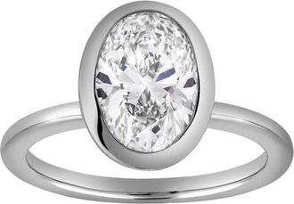 LuvMyJewelry Veradis 14K Gold 3.00 Ct Oval Lab Grown Diamond Engagement Ring in 14K White Gold at Nordstrom, Size 7