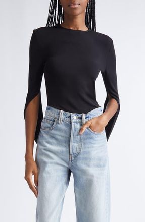 Alexander Wang Drape Sleeve Knit Top in Black at Nordstrom, Size X-Large