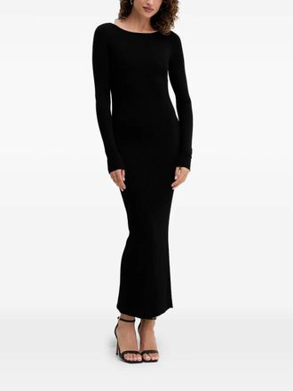 Twin-Set long-sleeve ribbed midi dress - Black
