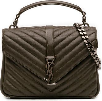 Saint Laurent Pre-owned Saint Laurent Medium Quilted Chevron Sheepskin College Satchel Ladies CW0D45BP7ON38AWK