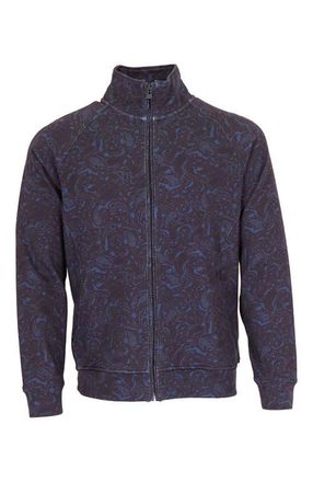 Lords of Harlech Neville Brushed Interlock Full-zip Jacket in Madrid Paisley Navy at Nordstrom, Size Xx-Large