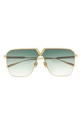 Valentino 53mm Aviator Sunglasses in Gold Gold Green at Nordstrom Rack
