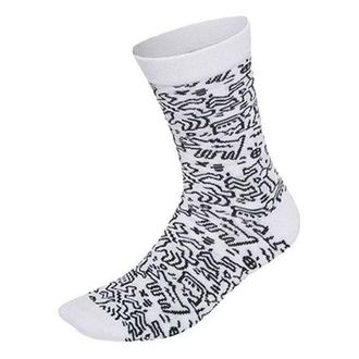 adidas neo x Crossover Graffiti Pattern Casual Socks Unisex One Pair White HC7209