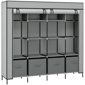 HOMCOM Armario de tela 166x42.5x169.5 cm gris