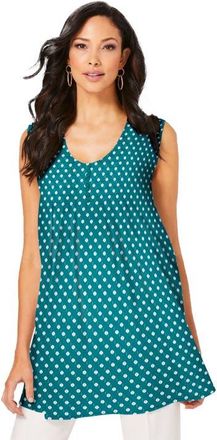 Roaman's Pleated Tank in Tropical Teal Diamond Geo at Nordstrom, Size 38