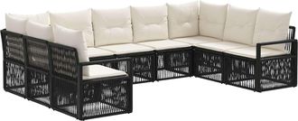 vidaXL Conjunto De Sof&aacute;s De Jard&iacute;n 9 Uds. Negro Rat&aacute;n Sint&eacute;tico Vidaxl