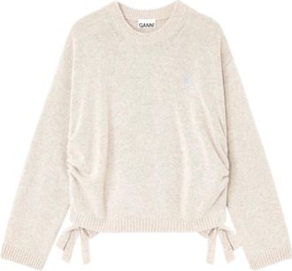 Ganni Round-neck Knitwear, female, Beige, 2XS/XS, Wool Mix Jumper
