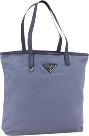 Prada Pre-owned Vintage Nylon Tote Bag - Dames - Vintage Shopper - Blauw - ONE Size - Nylon - Vintage