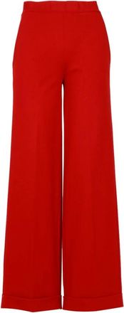 Semicouture Rode Milan Steek Wijde Pijp Broek - Dames - Wijde Broeken - Rood - XL - Broeken
