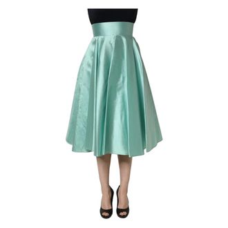 Dolce & Gabbana Midi Skirts, female, Green, Size: 3XS Pleated A-line Midi Skirt