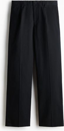 H&M Relaxed Fit Cotton And Lyocell Tailored Trousers in Black at Nordstrom, Size 30
