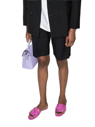Valentino Studded Leather Slide Sandal - Pink