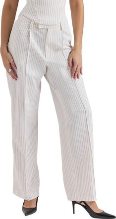 House of CB Hayden Tailored Pants in Pinestripe-White And Black at Nordstrom, Size X-Small