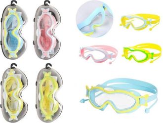 Trade Shop Trade Shop - Maschera Occhialini Con Tappi Da Nuoto Piscina Estate 16x10cm Vari Colori 605426