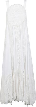 Loewe Womens Cotton Long Dress - White - Size Small