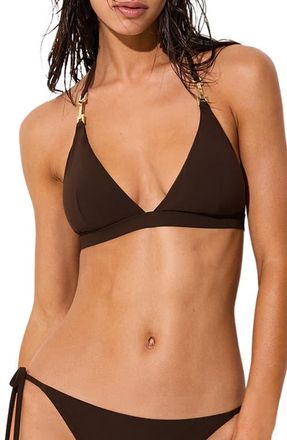 Reiss Riah Triangle Bikini Top in Chocolate at Nordstrom, Size 10 Us