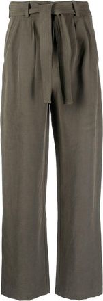 Woolrich tie-waist straight-leg trousers - women - Linen/Flax/Viscose - S - Green
