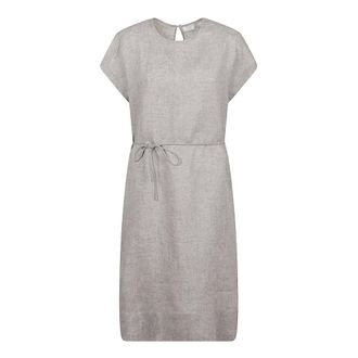 PESERICO Peserico, Midi Dresses, female, Gray, Size: S Tie-Waist Midi Dress
