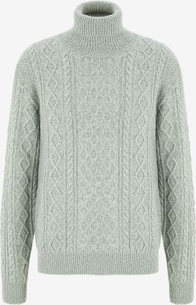 04651/ Zopfstrickpullover aus Wolle und Kaschmir mit Rollkragen Mouliné