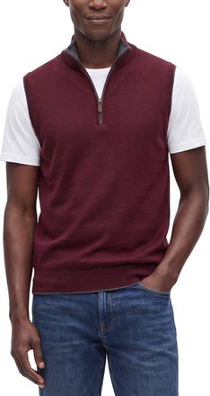 Raffi Merino Wool 1/4-Zip Mock Vest