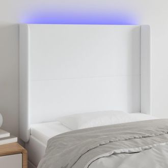 vidaXL Cabecero Con Led Cuero Sint&eacute;tico Blanco 93x16x118/128 Cm Vidaxl