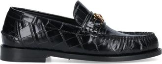 Versace Zwarte Mocassini Platte Schoenen - Heren - Loafers - Zwart - 40 EU - Leer - Schoenen