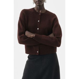 Mango Selection Wool & Cashmere Cardigan in Chocolate at Nordstrom Rack, Size X-Large