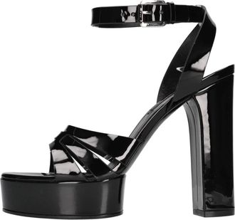 Casadei Betty Platform Sandalen - Dames - Sandalen met hakken - Zwart - 41 EU - Leer - Schoenen
