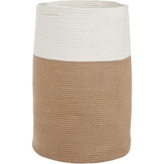 Beliani Cesta De Algod&oacute;n Beige Natural Blanco 57 Cm Trenzado Accesorio Boho Ardesen