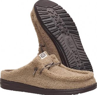 Hey Dude Mens Wally Slip Sherpa Casual Shoes In Timber Wolf