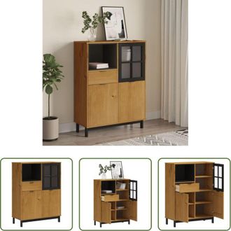 vidaXL Credenza con anta in vetro - Credenza con Anta in Vetro FLAM 92x40x122,5 cm in Legno di Pino