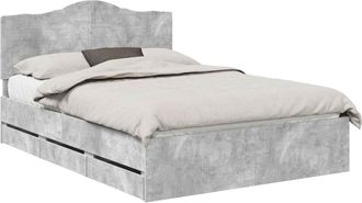 vidaXL Estructura De Cama Gris Concreto 140 X 190 Cm Madera Ingenieril Vidaxl