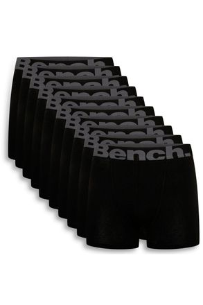 Bench Mens 10 Pack Putt Cotton Rich Boxers - Black - Size X-Large