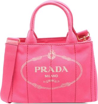 Prada Borsa a tracolla Canapa Logo piccola in tela 2010-2025 - Rosa