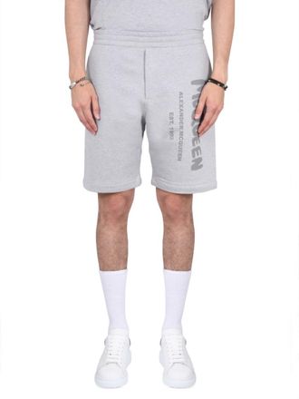 Alexander McQueen Light Grey Logo Shorts