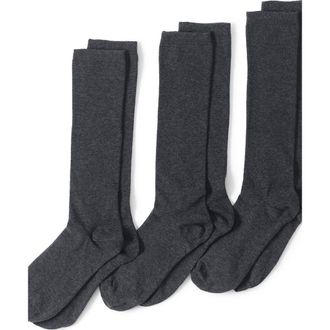 Lands End 3-Pack Everyday Basic Trouser Socks in Charcoal Heather at Nordstrom, Size Large