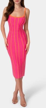 Bebe Stripe Sleeveless Body-Con Dress in Pink/orange at Nordstrom Rack, Size X-Large