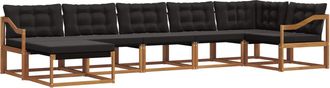vidaXL Conjunto De Sof&aacute;s De Exterior 7 Uds. Natural Y Negro Vidaxl