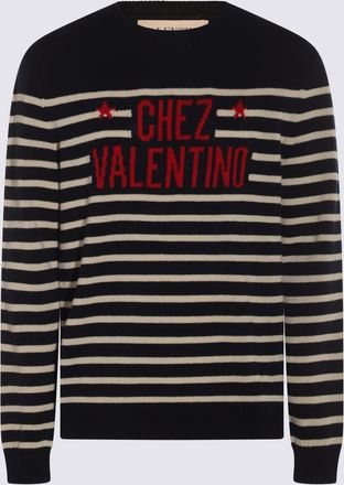 Valentino Black And White Wool Knitwear