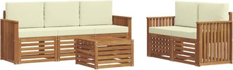 vidaXL Vidaxl Conjunto De Sof&aacute;s De Exterior 6 Uds. Natural Y Crema