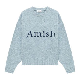 Amish Maglia Girocollo con Logo - - Knitwear - Uomo - Blu - L